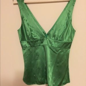 J Crew silk blouse. Deep V-neck. Gorgeous green!